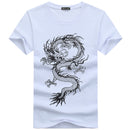 Fashion Men Cotton Dragon Printed Short Sleeves Tops