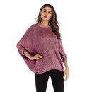Casual Style Solid Color Dolman Sleeve Round Neck Loose T-shirt
