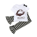 2 Psc Set Girls Cotton Lip Printed Short Sleeves Tops And Pants