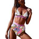 New Arrival Unique Eye Print Women Sports 2-pieces Swimsuit