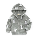 Boys Cotton Cute Hippo Printed Zipper Hooded Coat