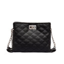 Classic Rhombus Pattern Solid Color Metal Chain Bag