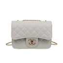 Chic Women Rhombus Design Solid Color Metal Chain Flap Bag