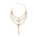 Women Ethnic Multilayer Alloy Chain Design Crystal Anklet