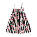 Girls Cotton Bright Flower Printed Spaghetti Strap Dress