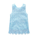 Girls Cotton Blue Lace Design Sleeveless Dress