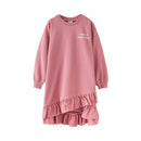 Girl Junior Cotton Letter Printed Long Sleeves Irregular Design Dress