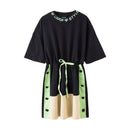 Girl Junior Cotton Patchwork Lace Up Fashion Dress