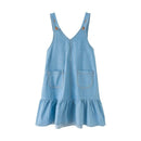 Girl Youth Cotton Pocket Design Denim Dress