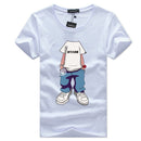 Men Cotton Cartoon Printed Round Neck Tops