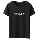Men Cotton Letter Printed Casual Tees