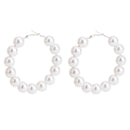 Women Simple Imitation Pearl Beaded Fashion Hoop Earrings