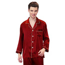 Men Satin Contrast Binding Pajama Set