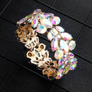 Fashion Geometric Shape Multicolor Rhinestone Design Women Stretchy Bracelet