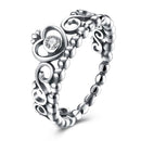 Fashion Hollow Crown Design Women Sterling Silver Ring