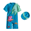 2 Pcs Boys Pink Printed Swimwear And Bathing Cap