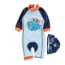 2 Pcs Boys Cute Fish Printed Swimwear And Cap