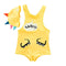 2 Pcs Boys Cute Yellow Sleeveless Swimwear And Cap