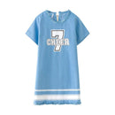 Junior Girls Letter Printed Blue Dress