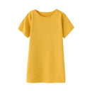 Girl Junior Solid Color Short Sleeves Dress