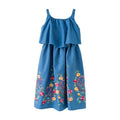 Girl Junior Flower Embroidered Sleeveless Dress