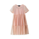 2 Pcs Girls Junior Solid Color Dress