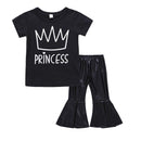 2 Pcs Girls Black Short Sleeves And Pants