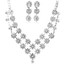 Fashion Double Layer Flower Pattern Crystal Wedding Jewelry Set