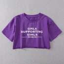Women Casual Sports Outdoor Letter Print Crop Tee