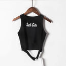 Casual Women Unique Cut-out Sleeveless Letter Print Tank Top