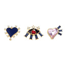3pcs/set Cute heart Eye Shape Enameled Women Brooches