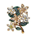 Fashion Flower Leaf Pattern Women Crystal Brooch