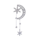 Irregular Alloy Moon Star Design Women Rhinestone Brooch