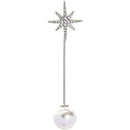 Women Simple Imitation Pearl Star Shaped Metal Brooch