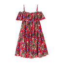 Girl Junior Print Off-shoulder Bohemian Dress