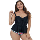 Women Plus Size Fashion Floral Print High-waisted Two-pieces Swimsuits