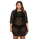 Women Three Quarter Sleeve Crochet Hollow Out Lace Sun-protective Cover Up