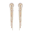 Creative Women Imitation Pearl Long Tassel Rhinestone Party Earrings