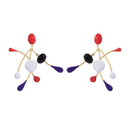 Creative Multicolor Gemstone Enameled Brass Silver Pin Stud Earrings