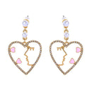 Fashion Heart Shape Women Simple Portrait Design Earrings