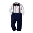 4 Pcs Boys Cotton Shirts And Pants With Suspender And Bowtie