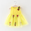 4 Pcs Girl Red Flower Pattern Tutu Dress