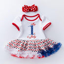 2 Pcs Baby Girl Independence Day Cotton Patchwork Bodysuit With Headband