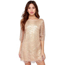 Women Casual Round Collar Sequin Design Party Mini Dress