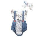 2 Pcs Baby Girl Cotton Floral Print Bodysuit And Headband