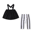 2 Pcs Girl New Arrival Strap Tops And Stripe Print Pants