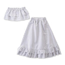 2 Pcs Girl Stripe Print Flounce Strapless Tops And Dress