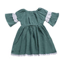 Girl Green Lace Design Cute Dress