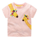 Girl Cotton Cute Animal Print Short Sleeves Tops