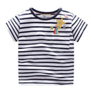 Girl Cotton Striped Print Short Sleeves Tee